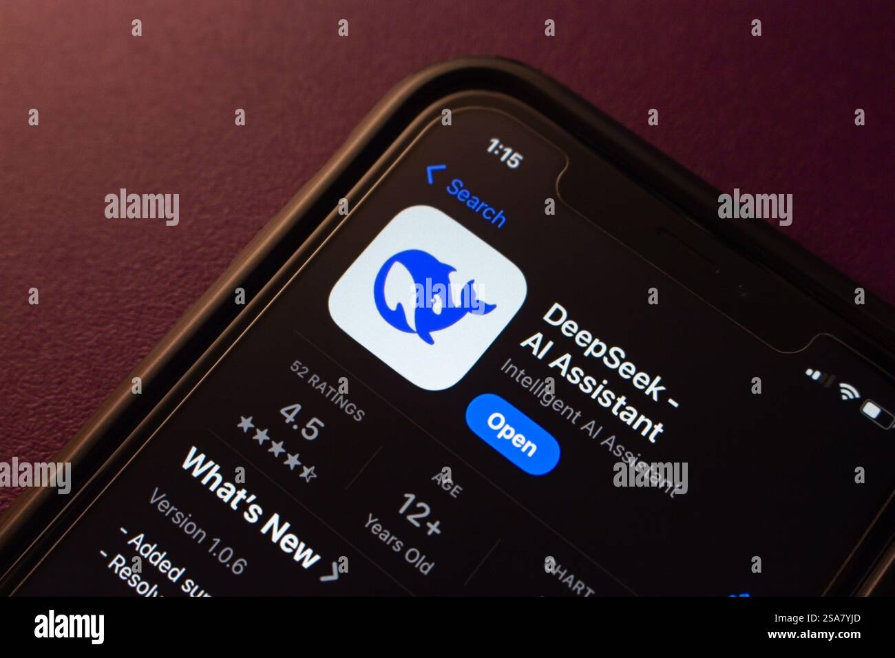 DeepSeek app is on the App Store. DeepSeek, a Chinese AI assistant, is built on MoE-based 'DeepSeek V3' and released 'DeepSeek-R1' in Jan 2025. Stock Photo
