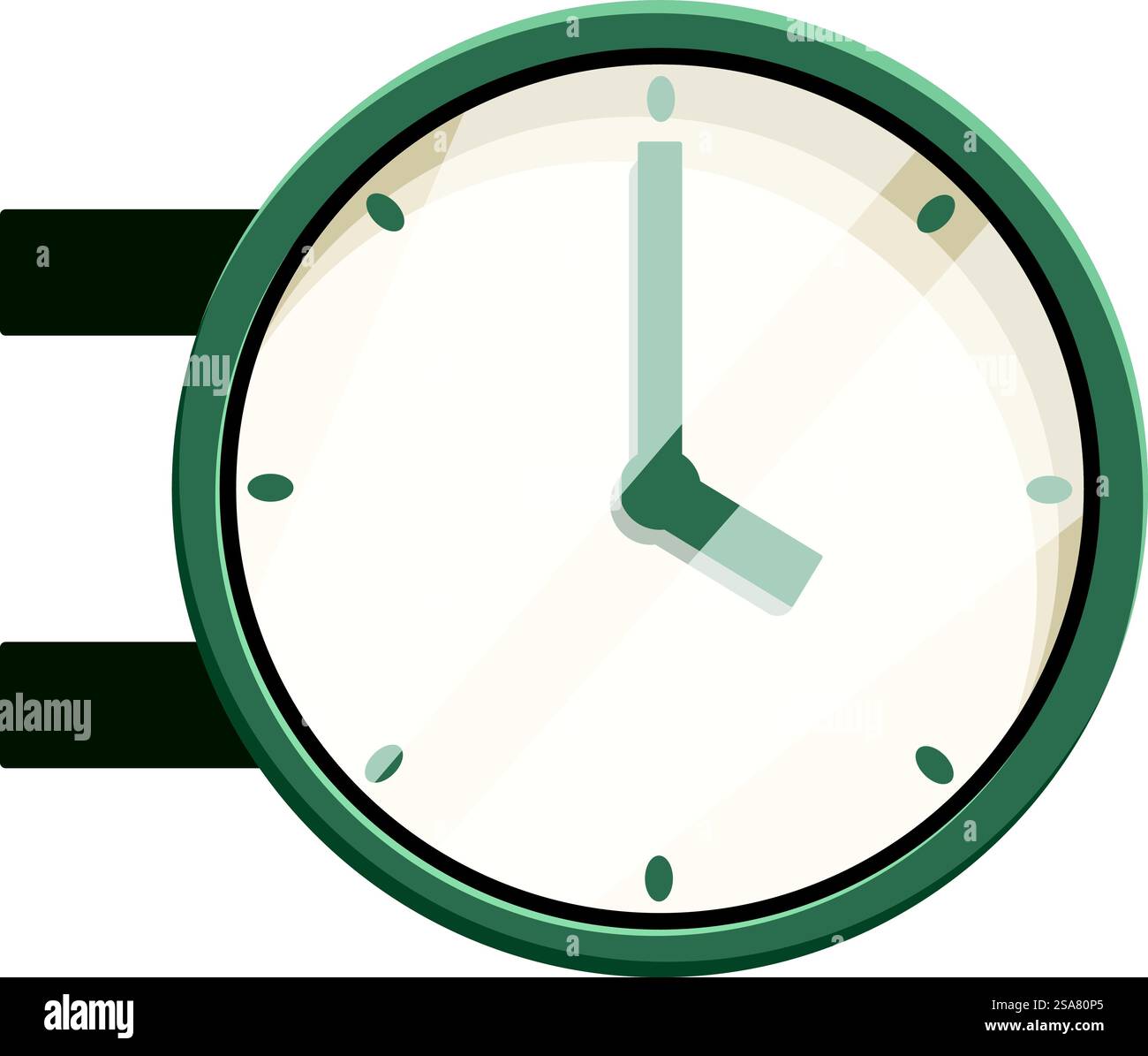 Round wall clock is ticking showing the current time of day with hour ...