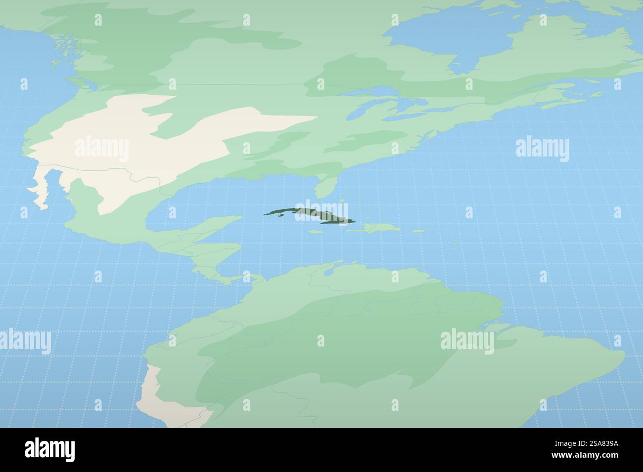 Cuba Highlighted On A Detailed Map Geographic Location Of Cuba Vector Cuba Highlighted On A Detailed Map Geographic Location Of Cuba Vector Map 2SA839A 