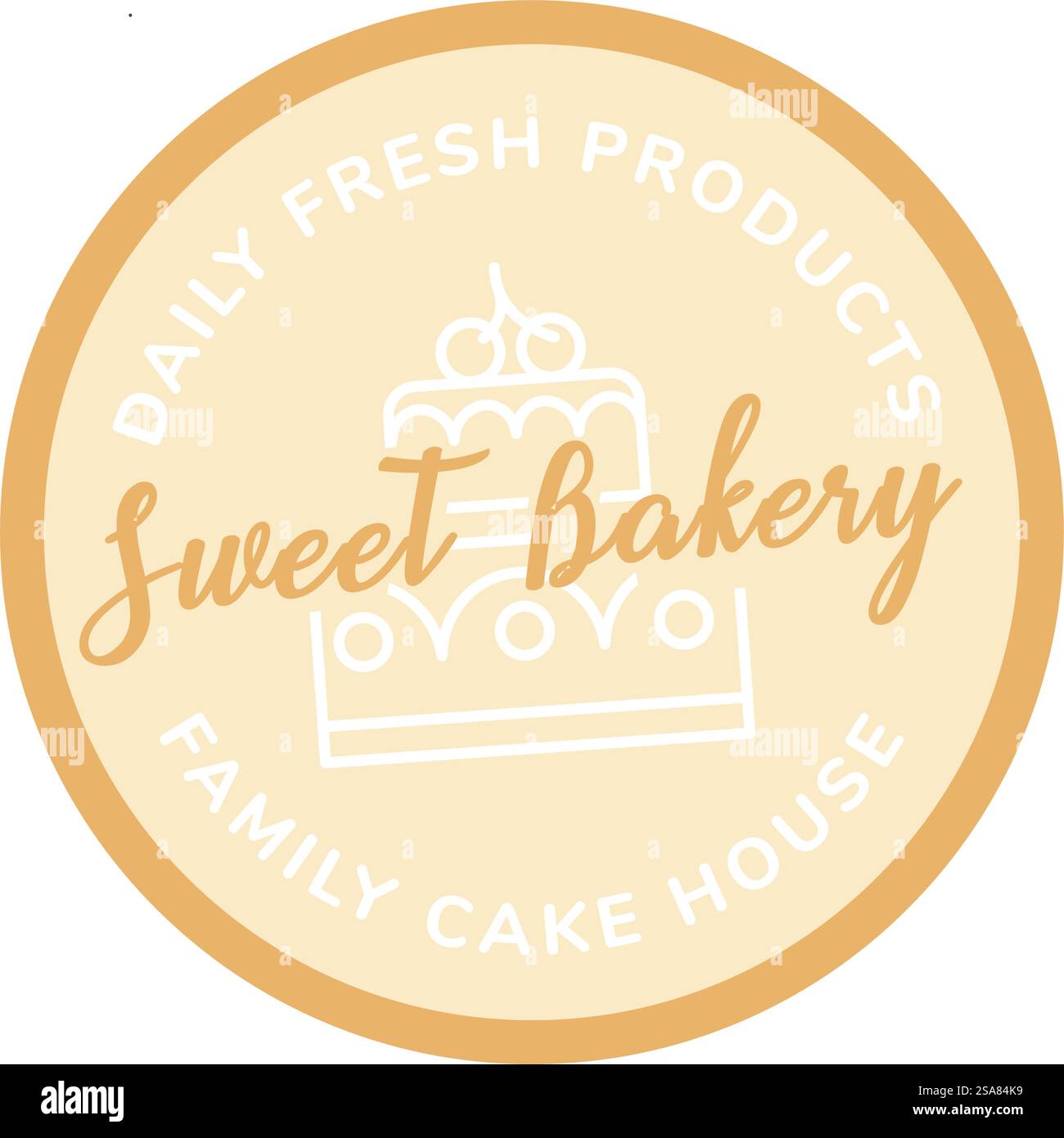 Daily fresh products of family cake house, sweet bakery logotype ...