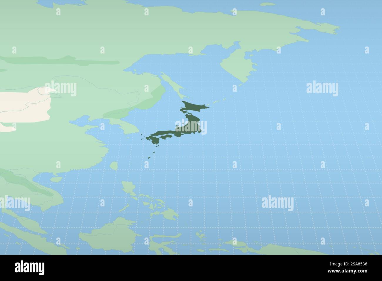 Japan Highlighted On A Detailed Map Geographic Location Of Japan Japan Highlighted On A Detailed Map Geographic Location Of Japan Vector Map 2SA8536