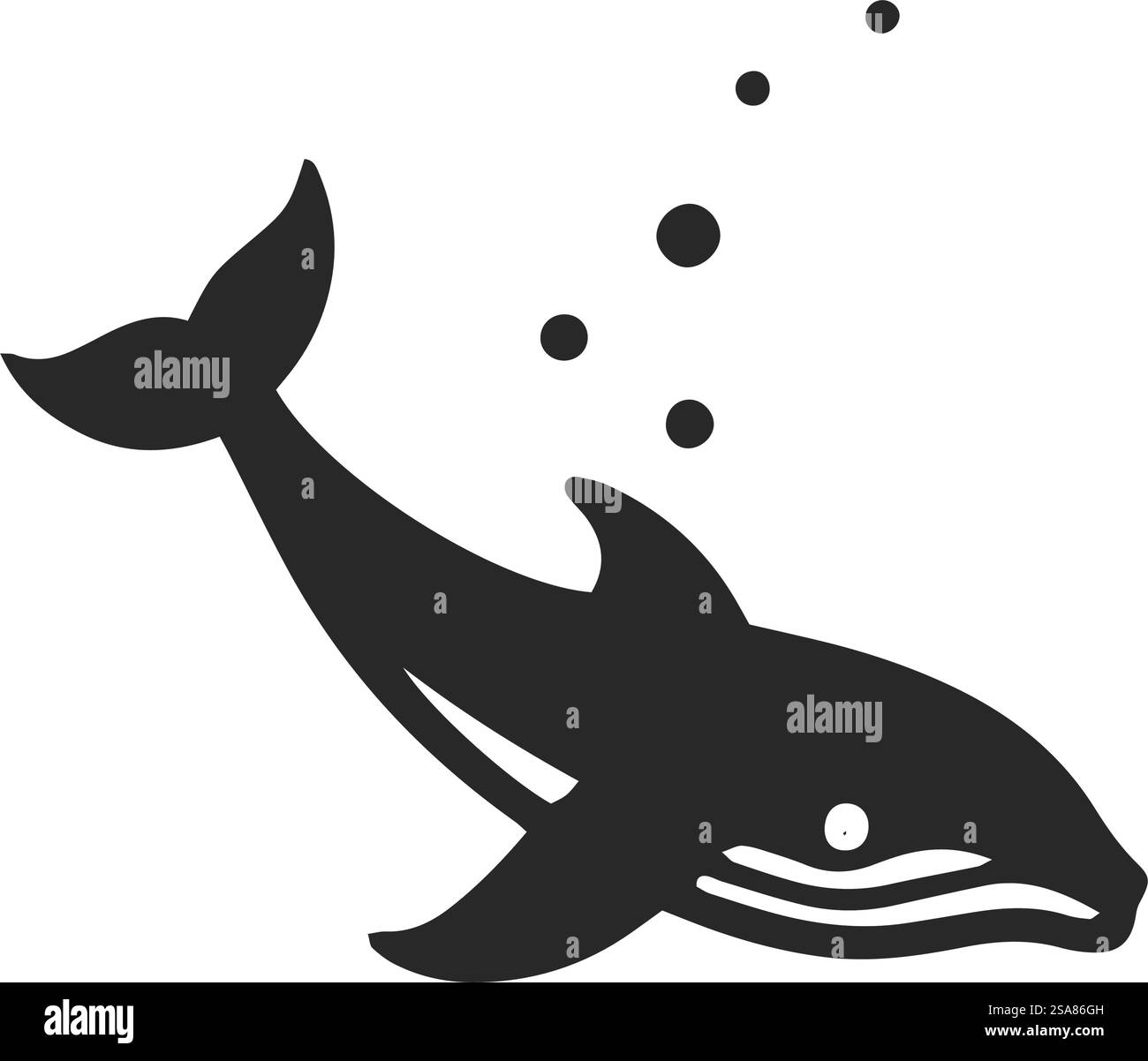 Stylized vector illustration of a whale integrated with ocean waves ...