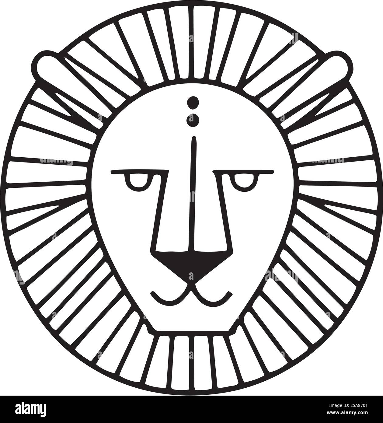 Abstract artistic rendition of a lion head, black and white vector ...