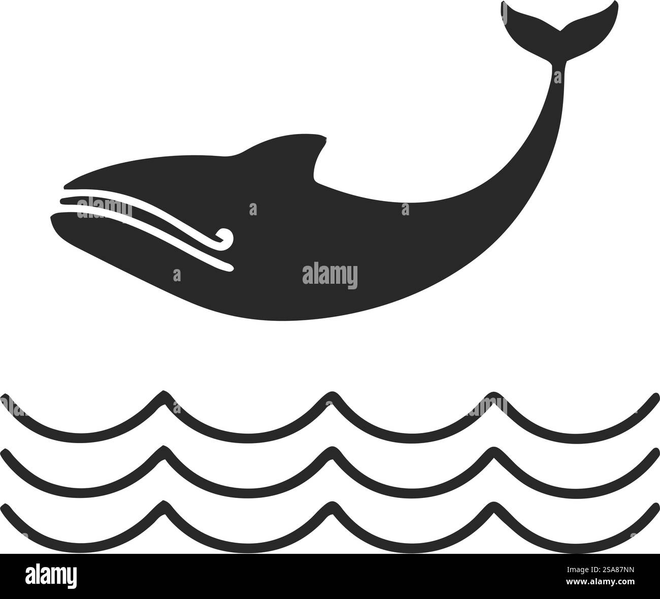 Stylized vector illustration of a whale integrated with ocean waves ...