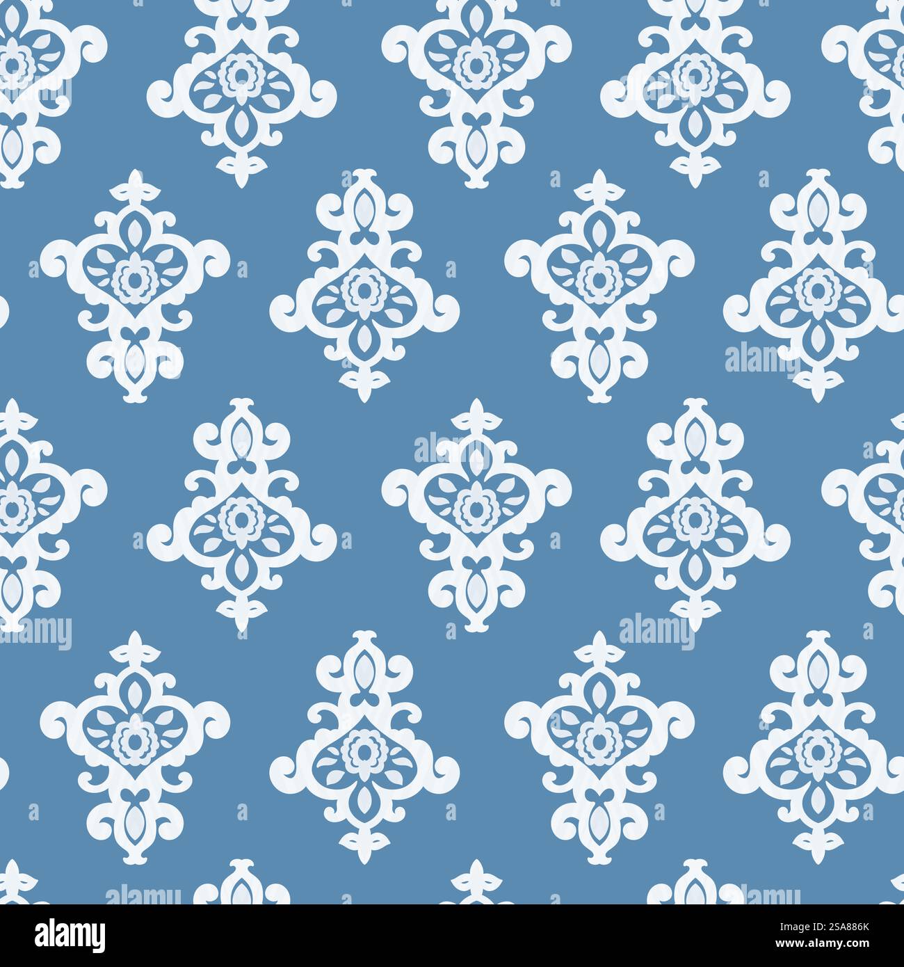 Blue ornamental pattern with intricate details, seamlessly repeatable ...