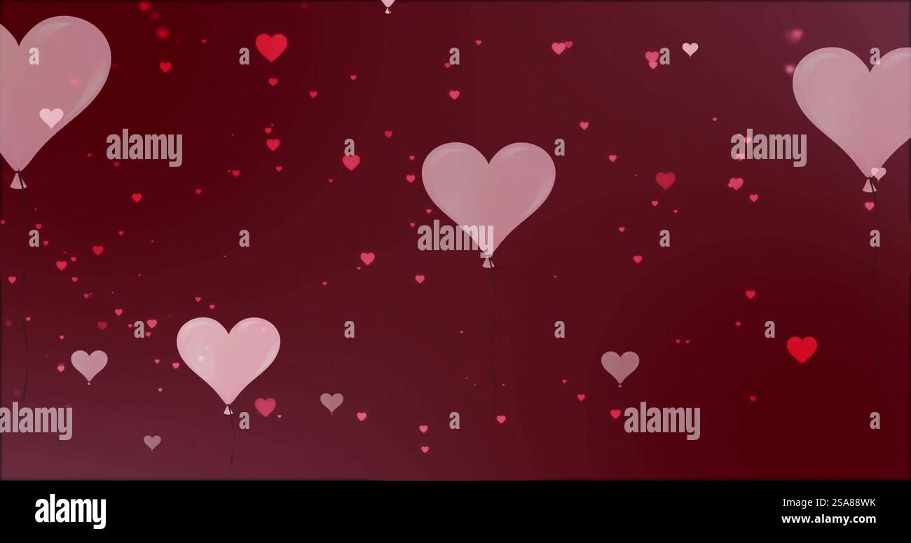Image of heats floating on red background Stock Photo