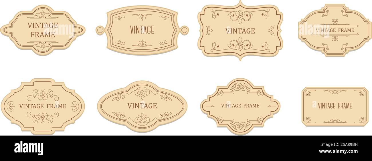Vector illustration of various vintage labels and frames, isolated on a ...