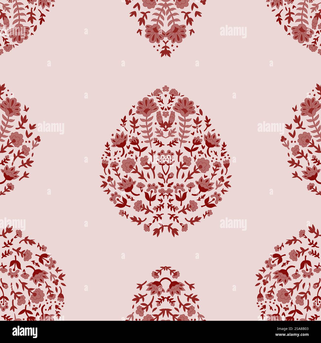 Red ornamental floral pattern with intricate details, seamlessly ...
