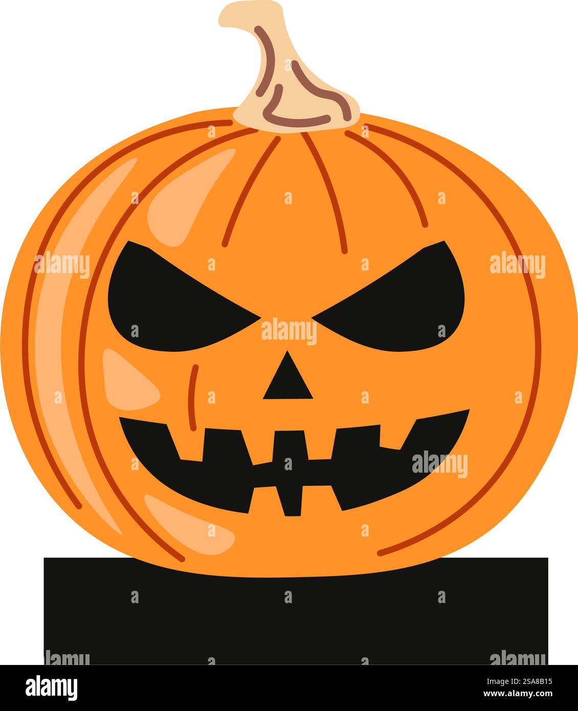 Vector illustration of a carved pumpkin with a scary face. Flat style ...