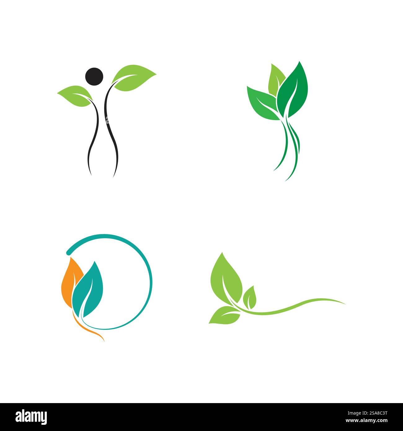 Green leaf illustration nature logo flat design template Stock Vector ...