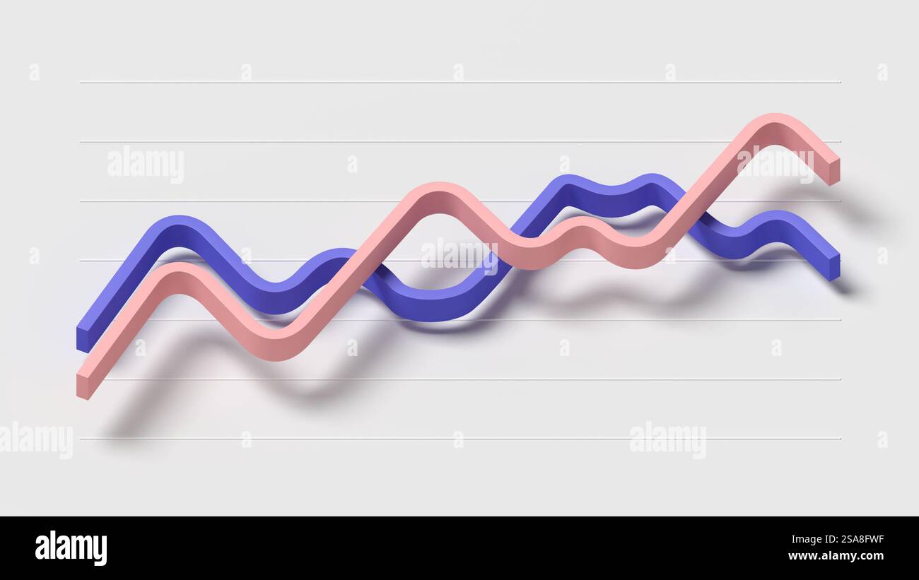 Abstract line chart. Growth. 3d illustration. Stock Photo