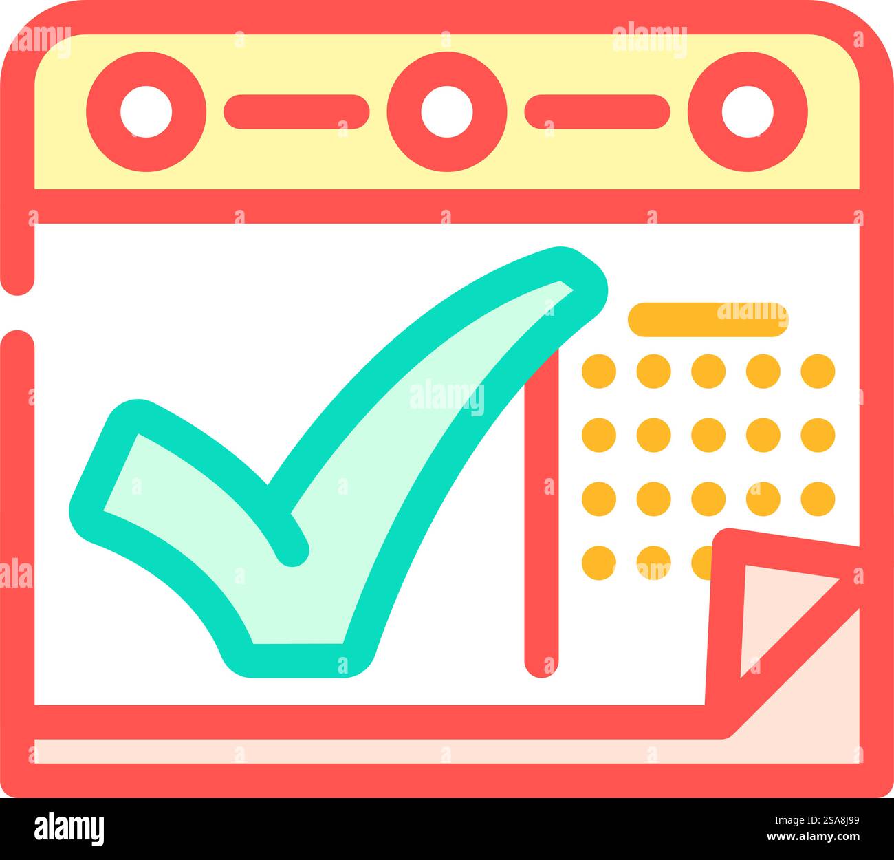 calendar check mark color icon vector. calendar check mark sign ...