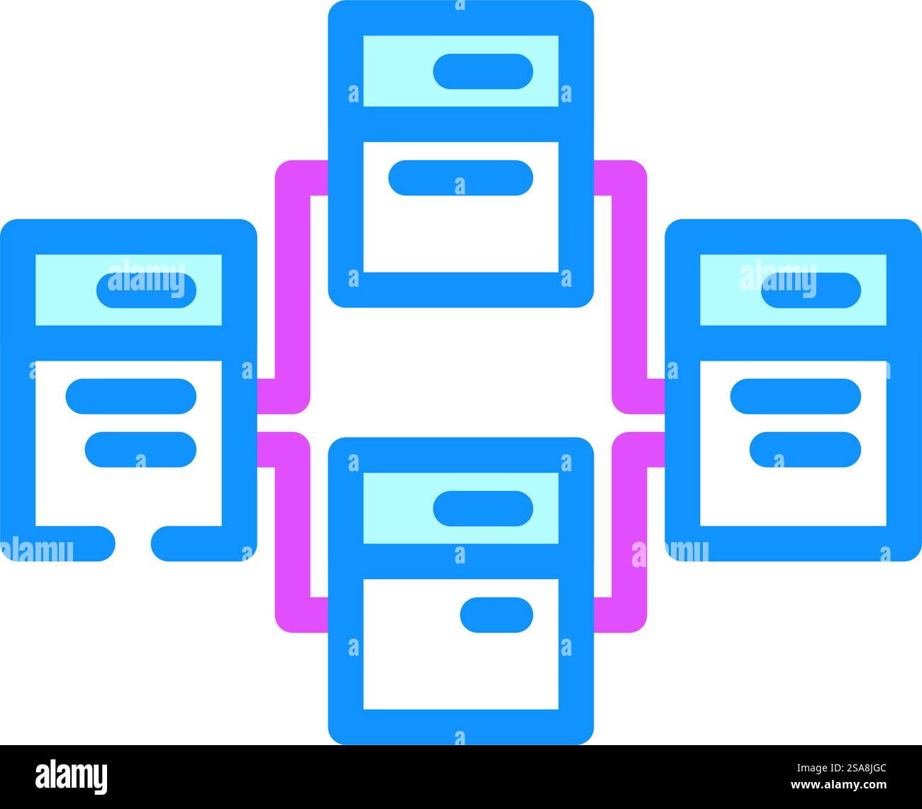 relational database color icon vector. relational database sign. isolated symbol illustration. relational database color icon vector illustration Stock Vector