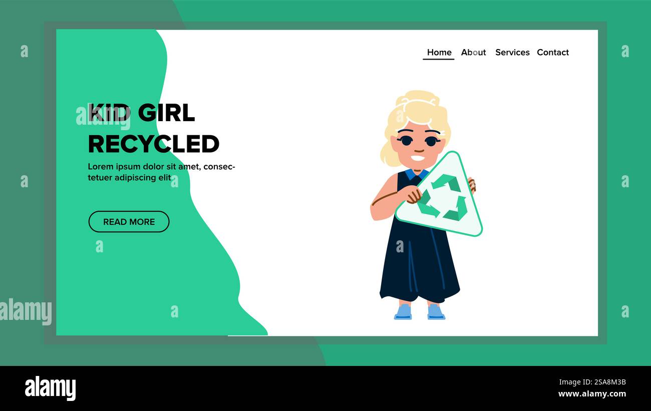 garbage kid girl recycled vector. plastic ecology, recycling waste ...