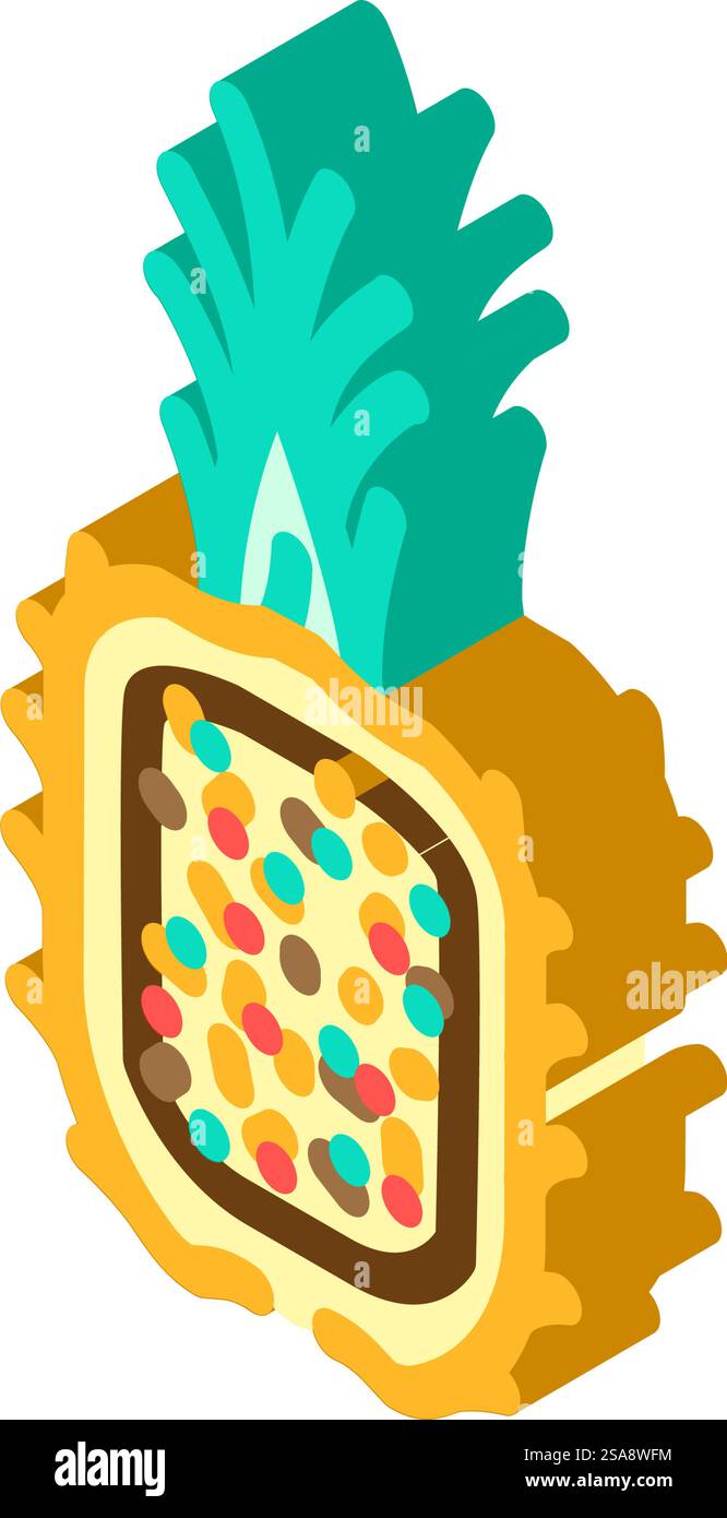 pineapple fried rice thai cuisine isometric icon vector. pineapple ...