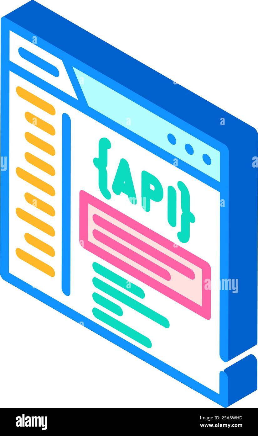 api documentation technical writer isometric icon vector. api documentation technical writer sign. isolated symbol illustration. api documentation technical writer isometric icon vector illustration Stock Vector