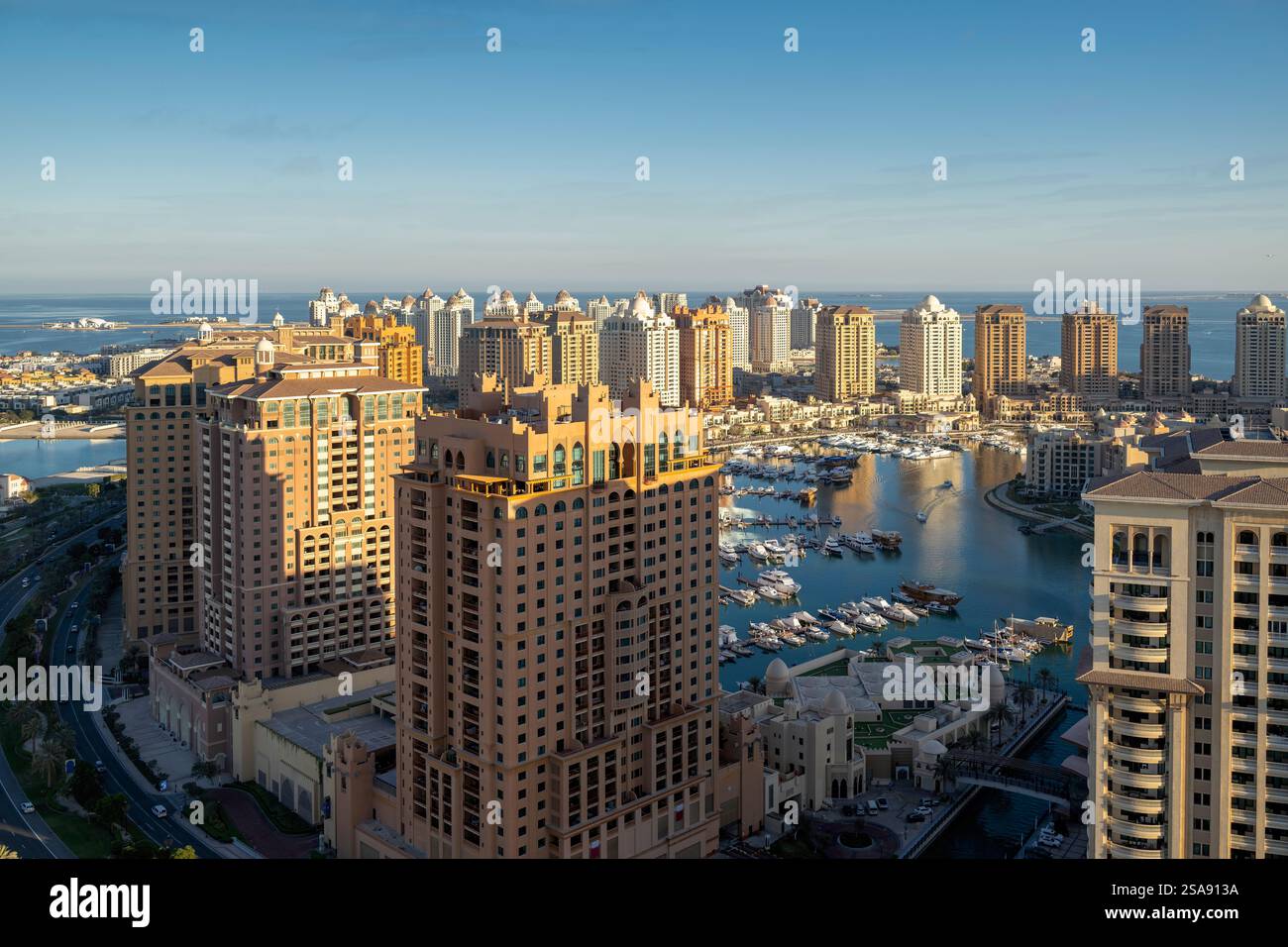 Aerial view of Peral Qatar Porto Arabia Doha Qatar Stock Photo - Alamy
