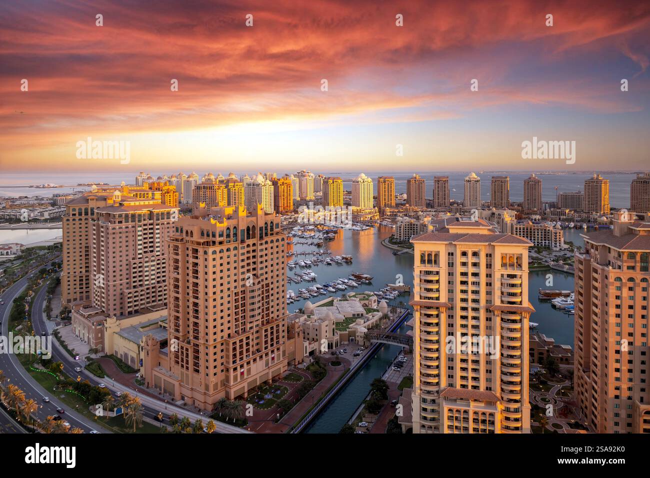 Aerial view of Peral Qatar Porto Arabia Doha Qatar Stock Photo - Alamy