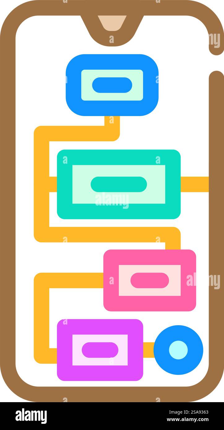 user flow ux ui design color icon vector. user flow ux ui design sign ...