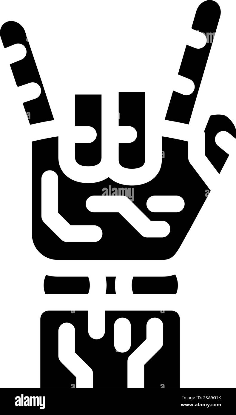rock and roll robot hand gesture glyph icon vector. rock and roll robot hand gesture sign. isolated symbol illustration. rock and roll robot hand gesture glyph icon vector illustration Stock Vector