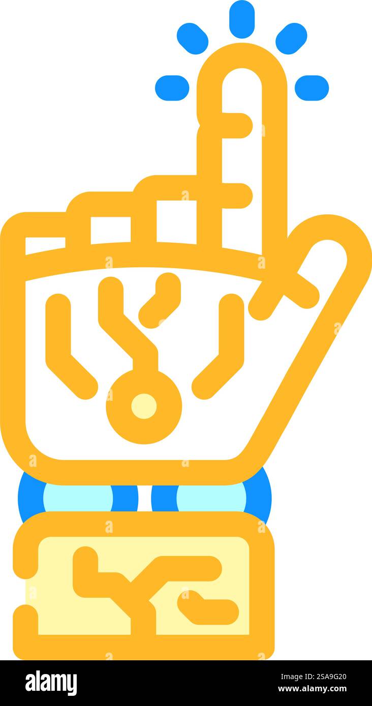 press click robot hand gesture color icon vector. press click robot ...