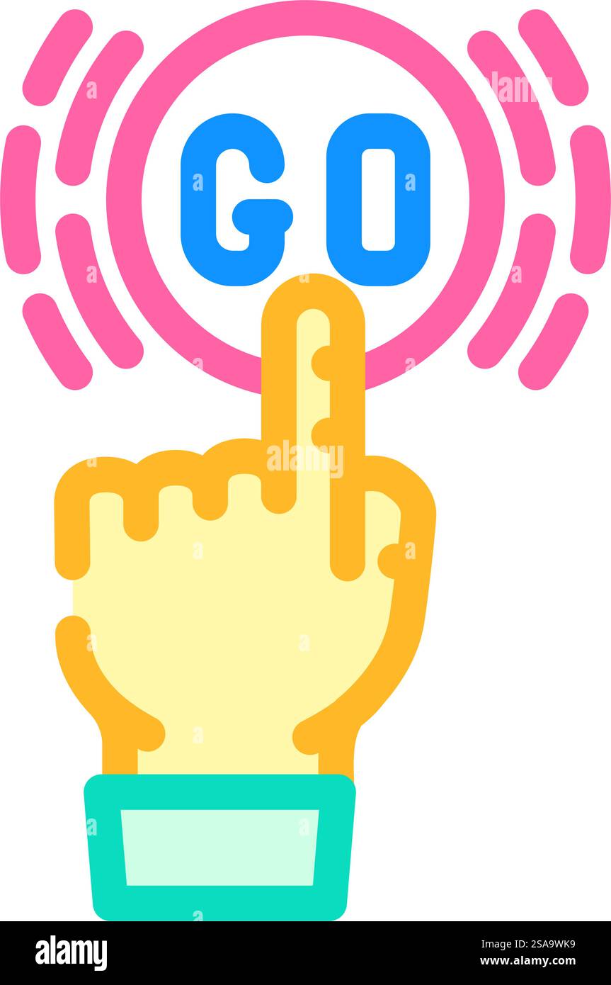 click and go app label product caution color icon vector. click and go ...