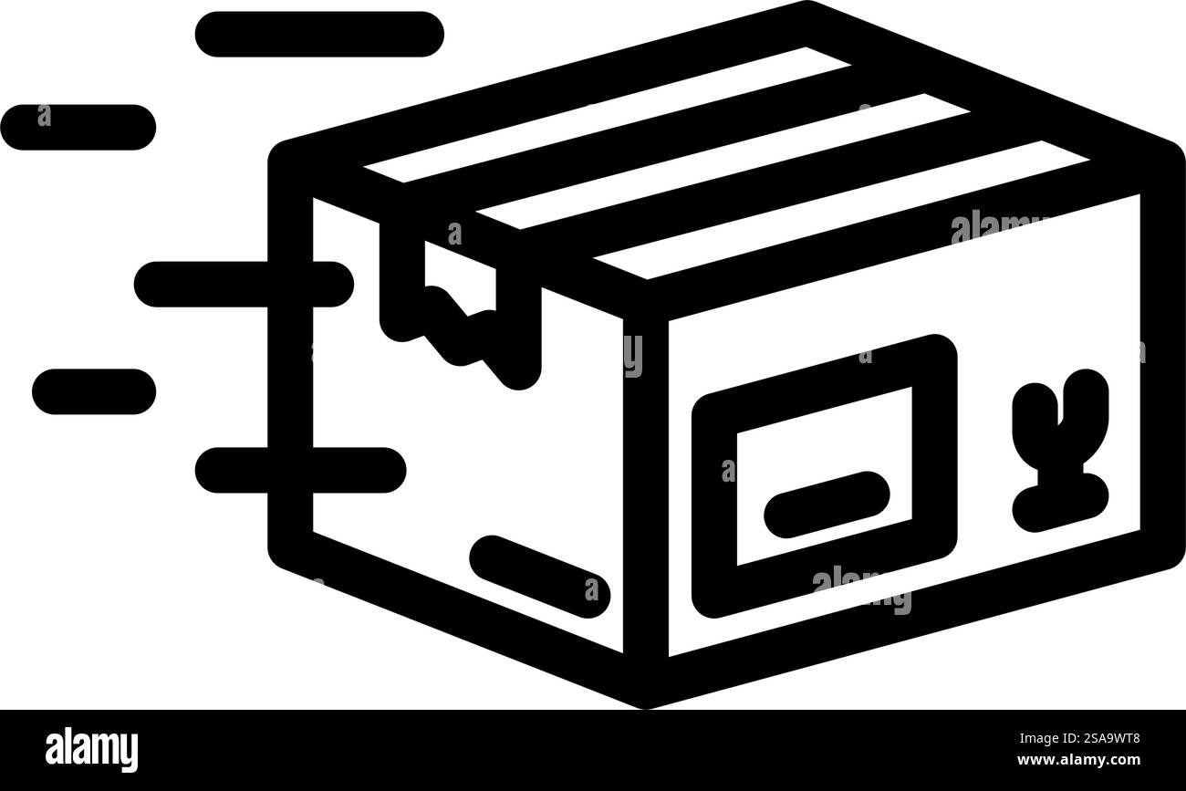 shipping box cardboard packaging line icon vector. shipping box ...