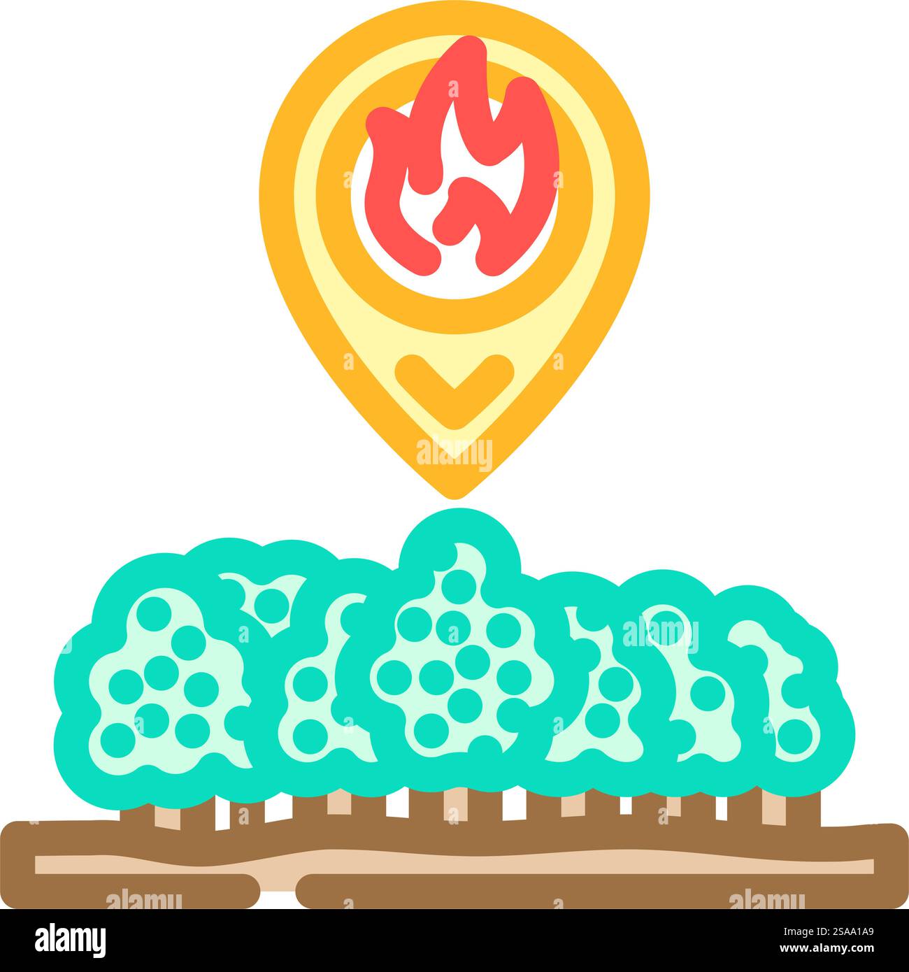 location forest fire color icon vector. location forest fire sign ...
