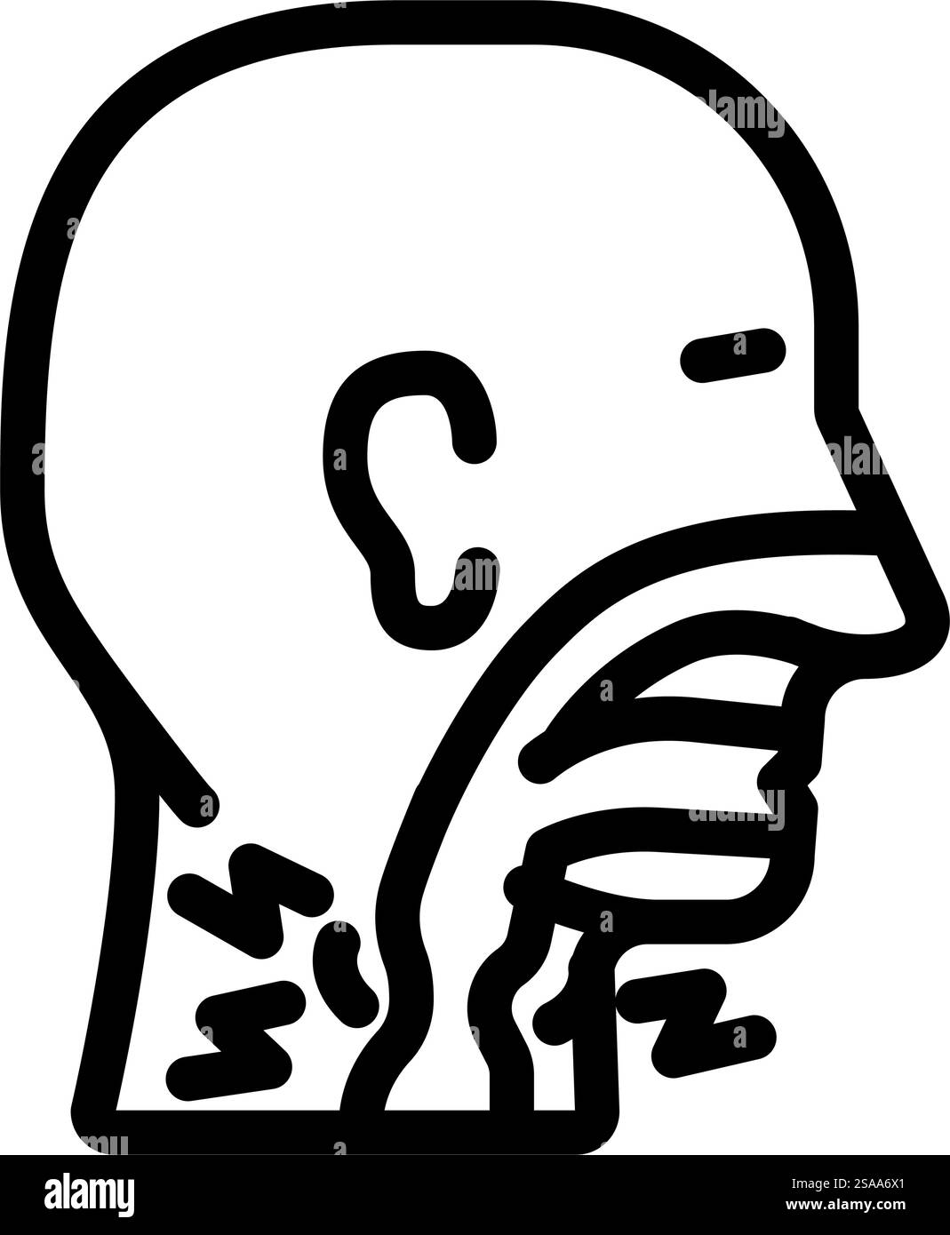 difficulty swallowing disease symptom line icon vector. difficulty ...