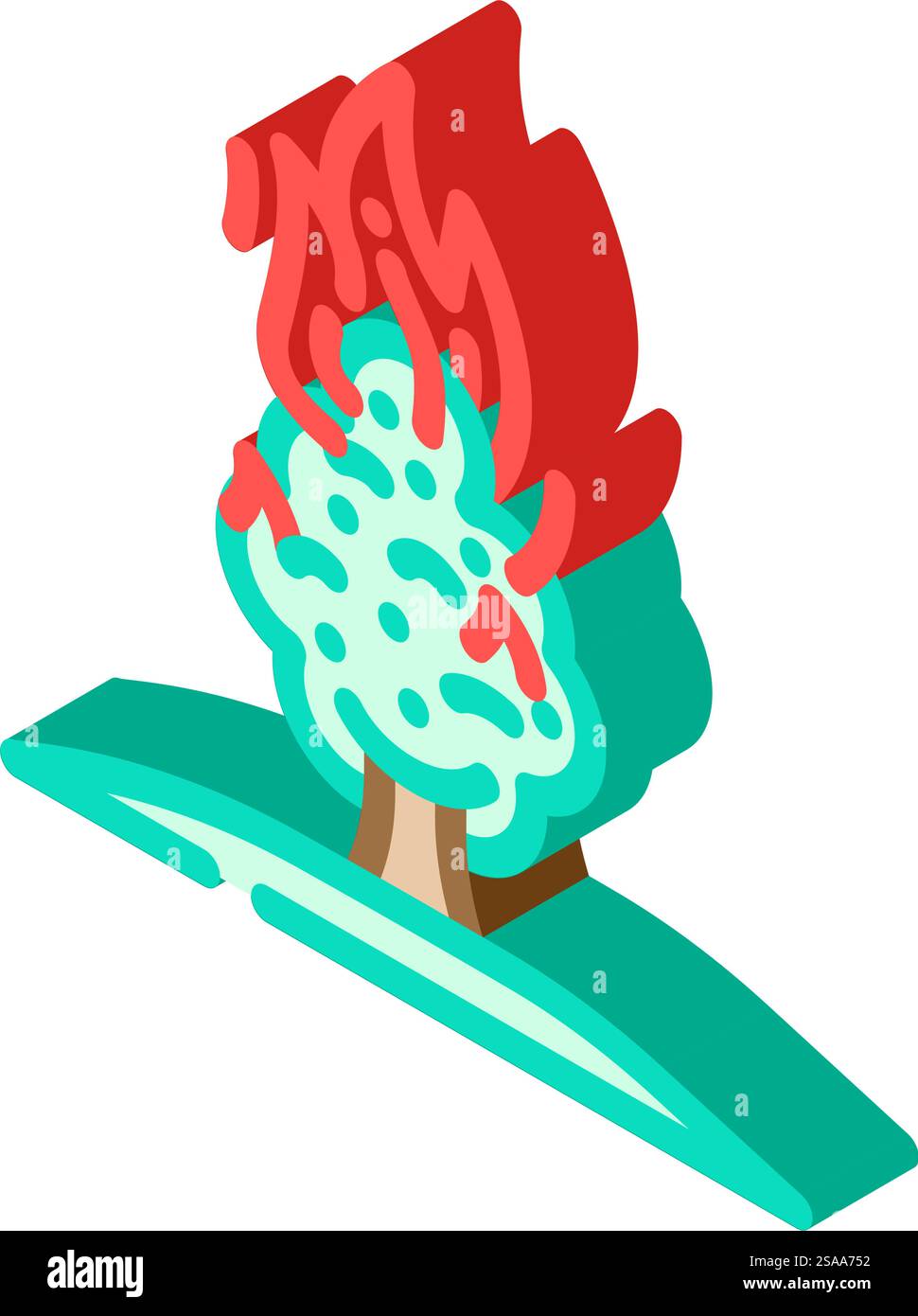 flaming tree wildfire disaster isometric icon vector. flaming tree ...
