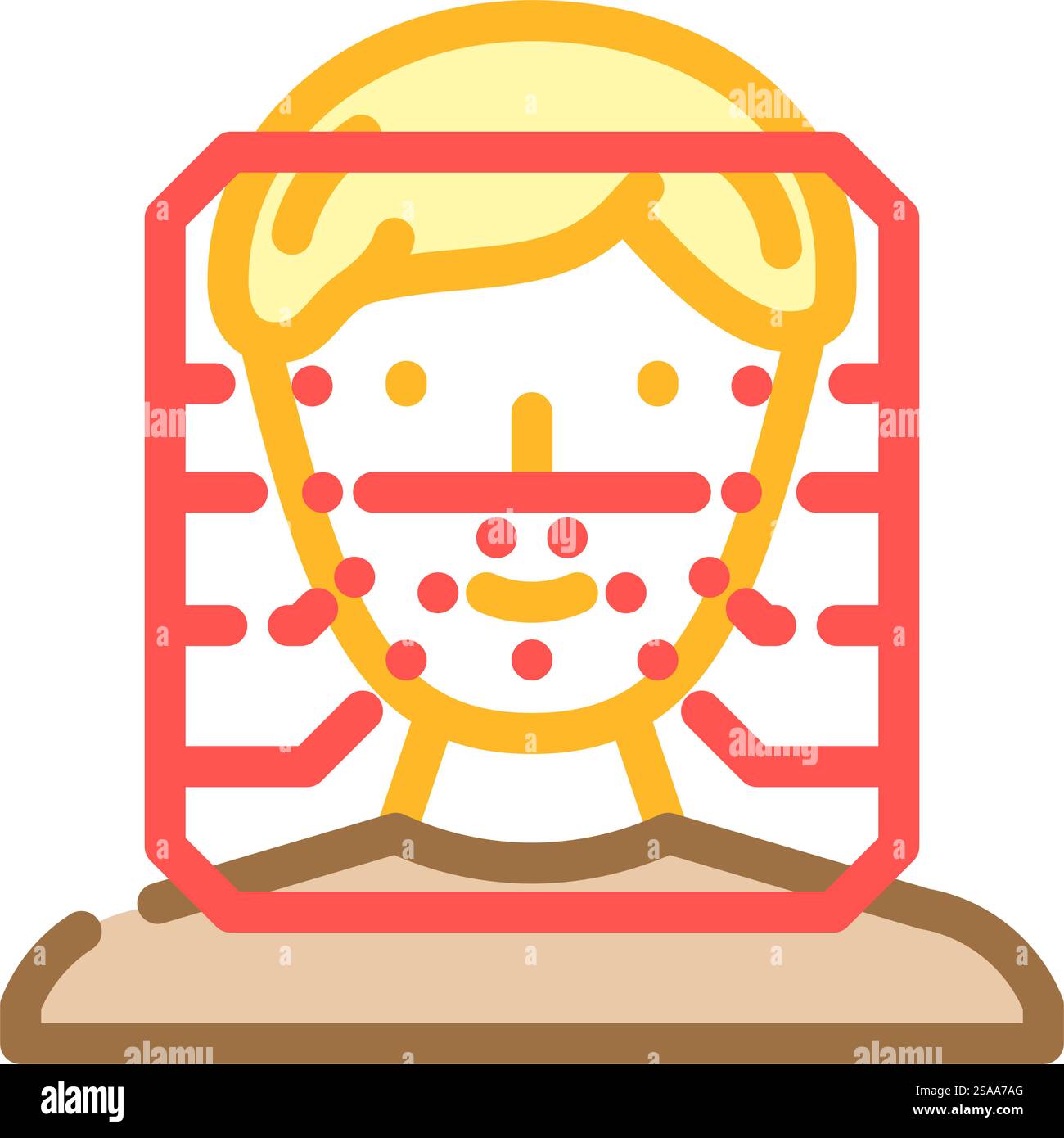 facial recognition color icon vector. facial recognition sign. isolated ...