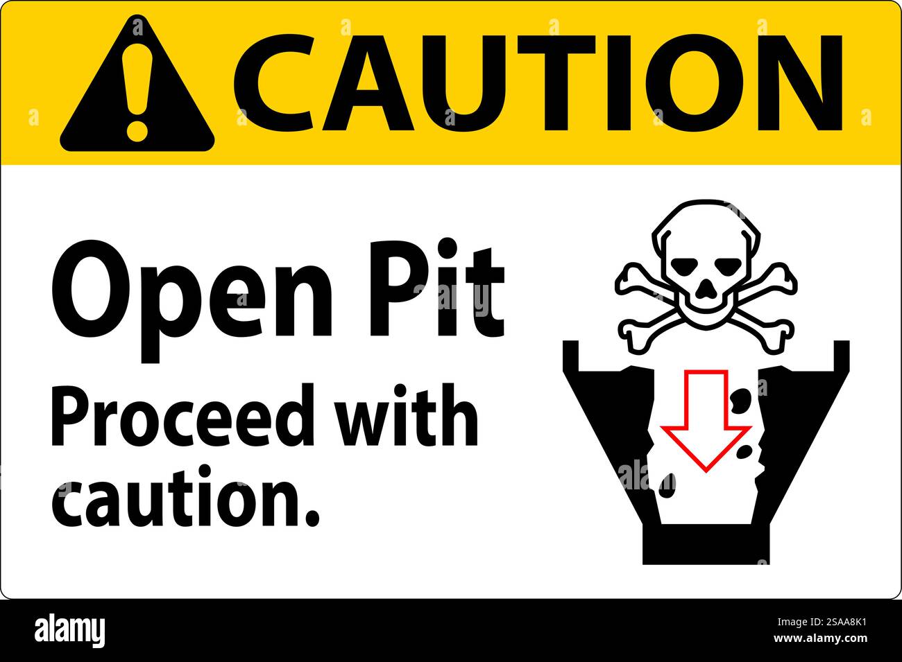 Caution Sign Open Pit Proceed With Caution Stock Vector Image & Art - Alamy