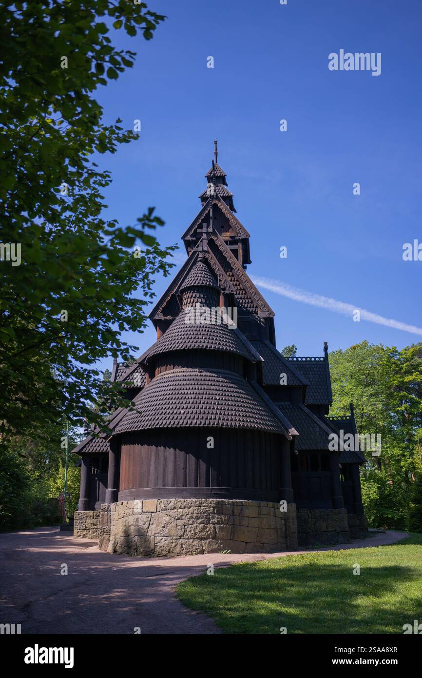 The Stave Church from Gol in Norwegian Folk Museum Stock Photo