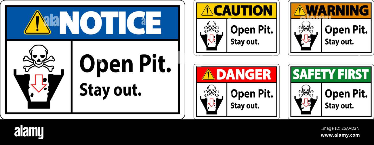 Warning Sign Open Pit, Stay Out Stock Vector Image & Art - Alamy