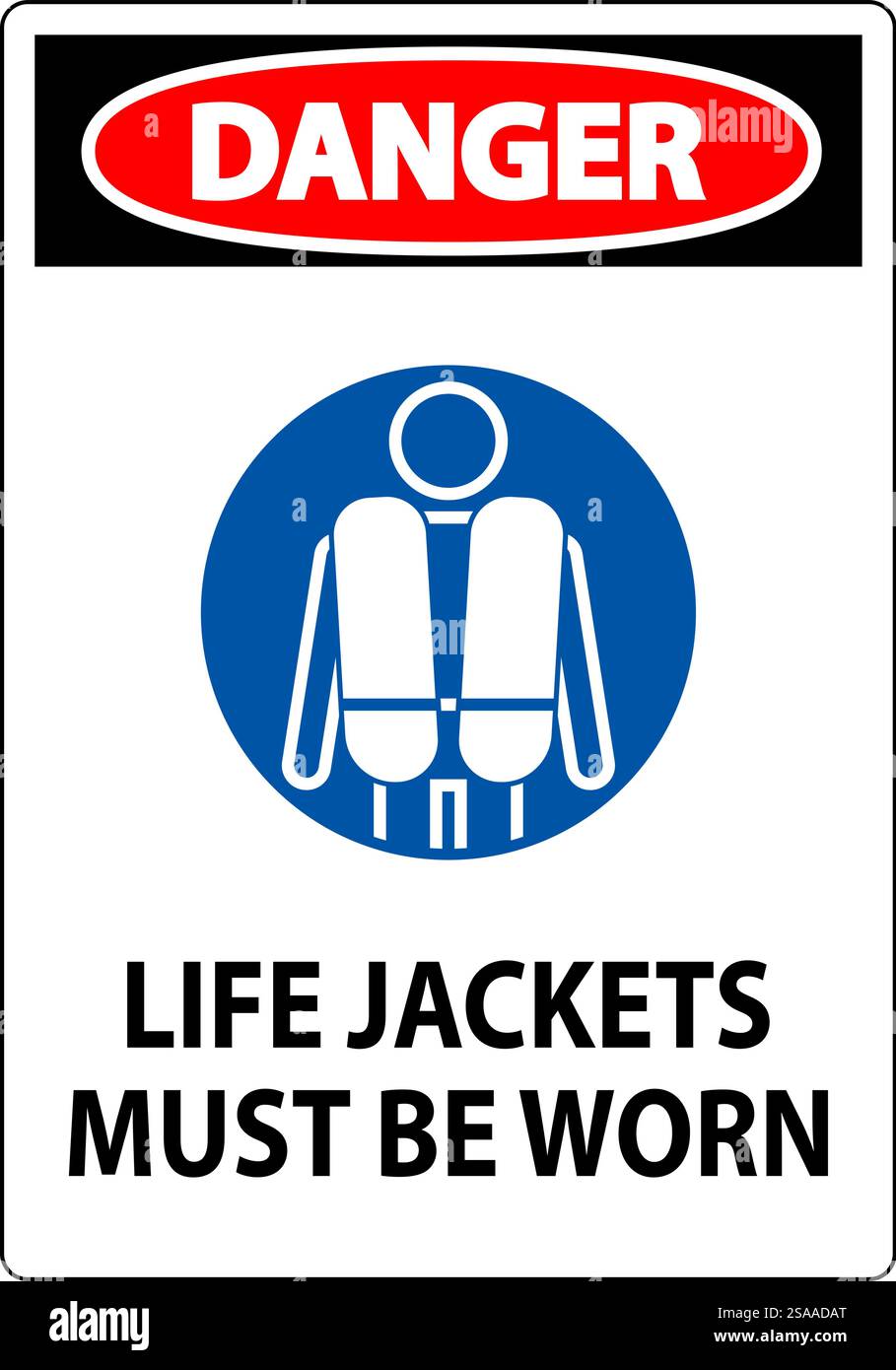 Water Safety Sign Danger, Life Jackets Must Be Worn Stock Vector Image ...