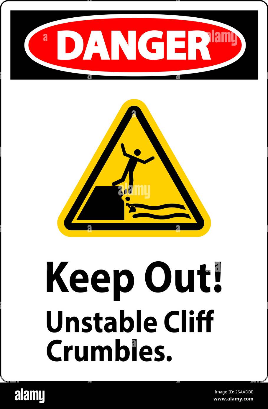 Unstable Images Danger Sign, Keep Out Unstable Cliff Crumbles Stock Vector Image & Art ...