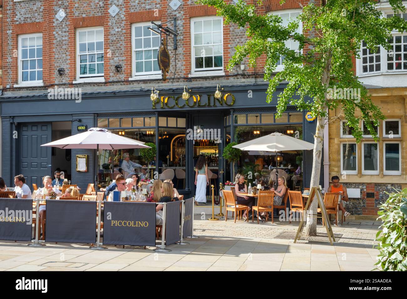 The Piccolino restaurant in Falaise Square, Henley-on-Thames town centre Stock Photo