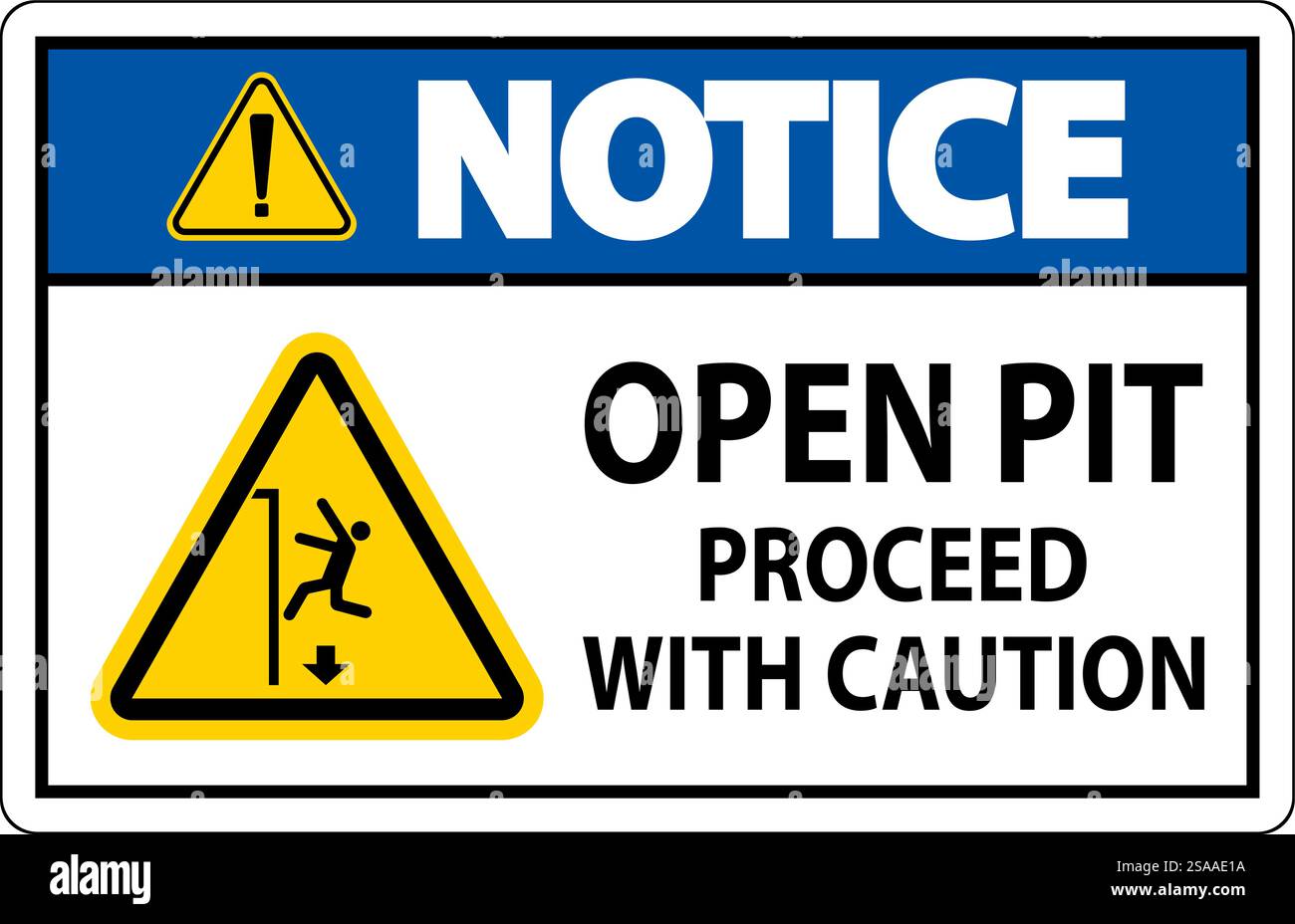 Notice Sign Open Pit Proceed With Caution Stock Vector Image & Art - Alamy