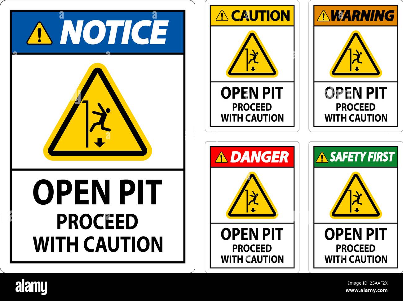 Danger Sign Open Pit Proceed With Caution Stock Vector Image & Art - Alamy