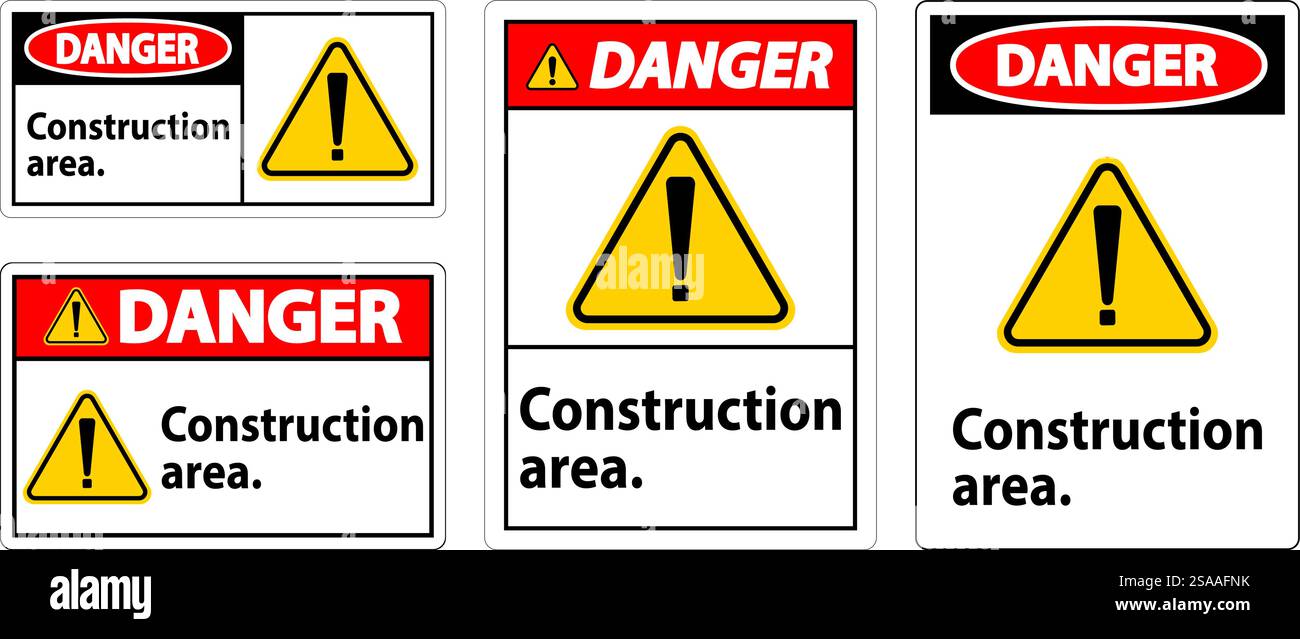 Danger Sign Construction Area Stock Vector Image & Art - Alamy