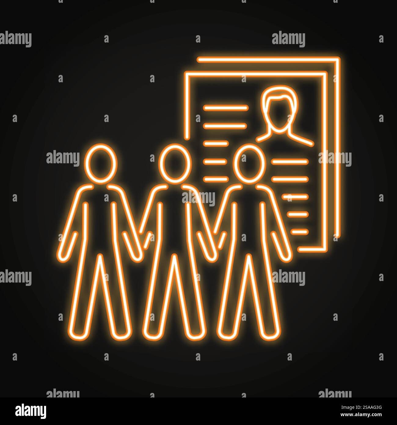 Census records neon line icon. Gathering info about population, people ...
