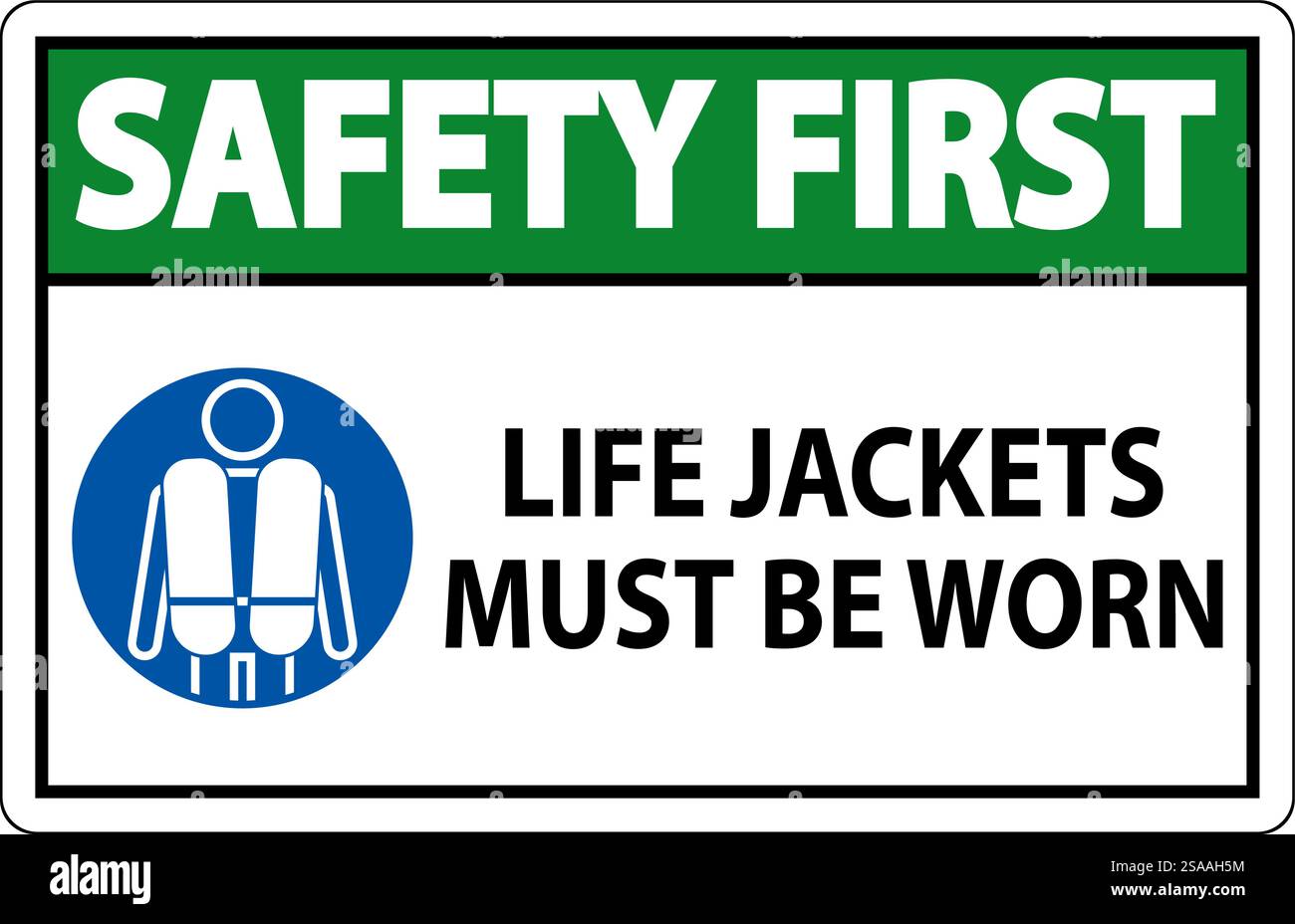 Water Safety Sign Attention, Life Jackets Must Be Worn Stock Vector ...