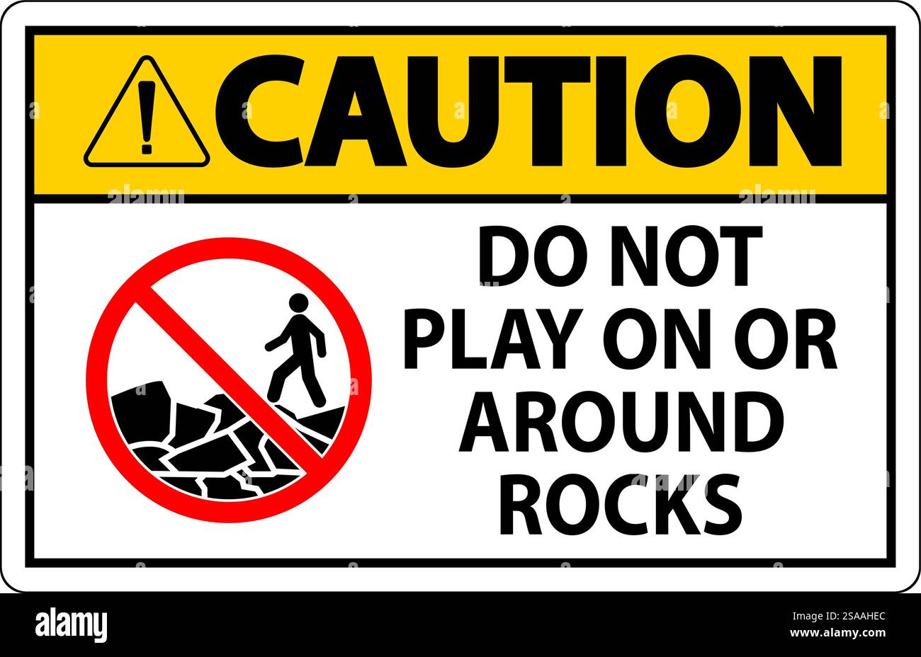 Caution Sign Do Not Play On or Around Rocks Stock Vector
