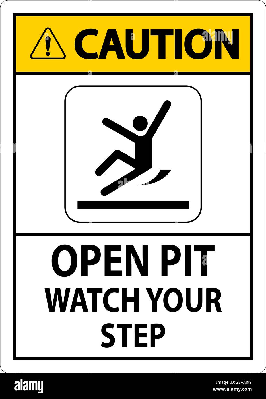 Caution Sign Open Pit, Watch Your Step Stock Vector