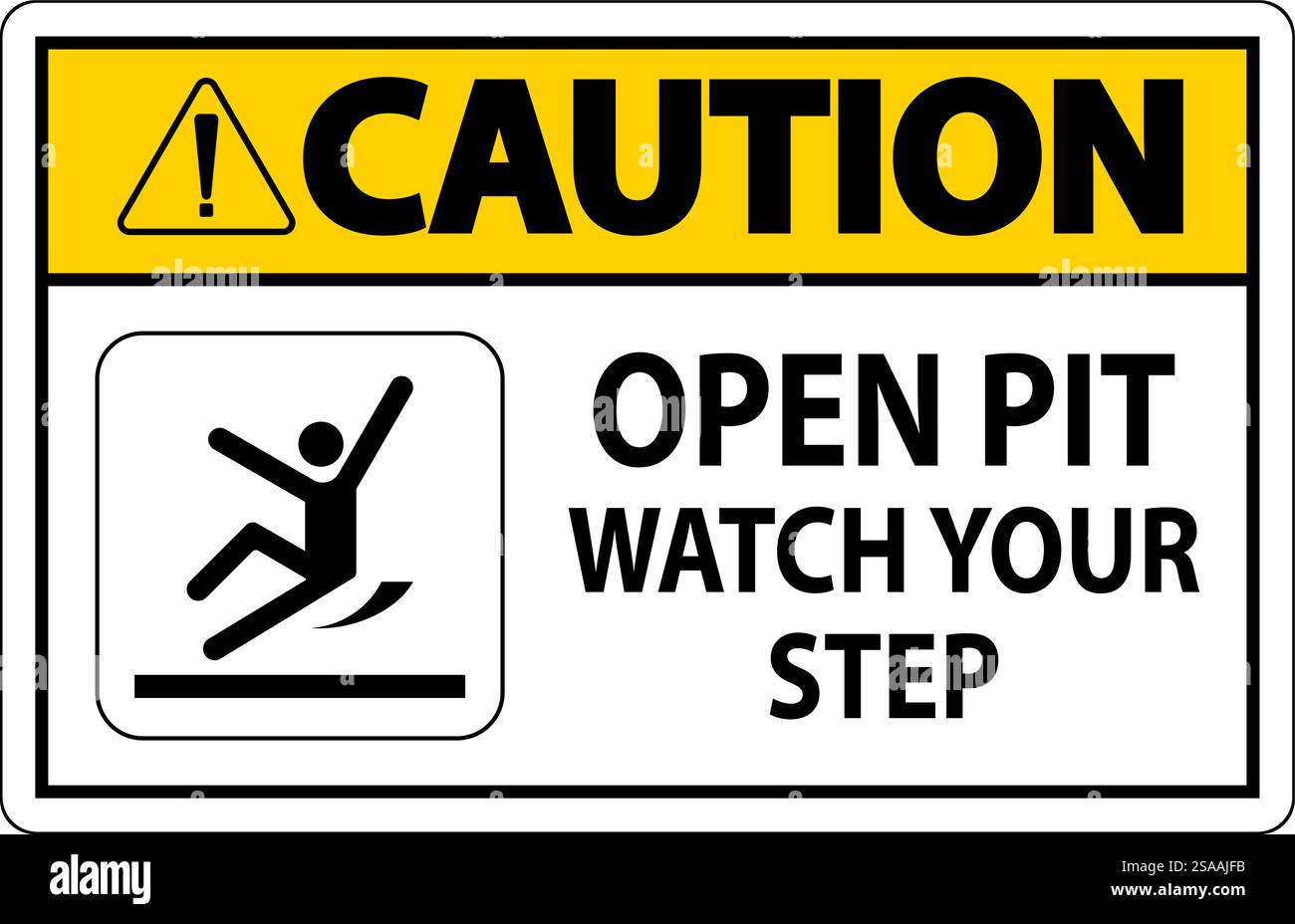 Caution Sign Open Pit, Watch Your Step Stock Vector