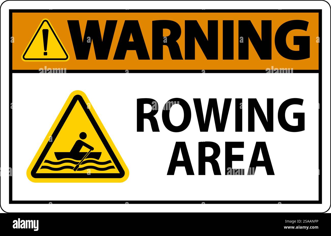 Water Safety Sign Warning - Rowing Area Stock Vector
