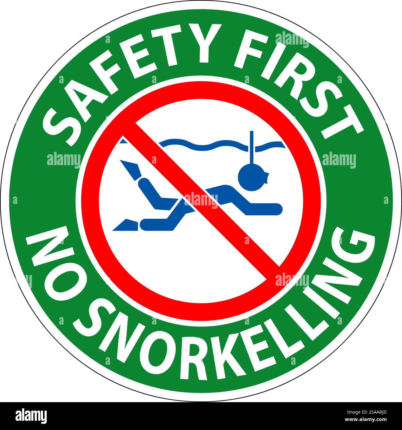 Water Safety Sign Attention, No Snorkeling Stock Vector