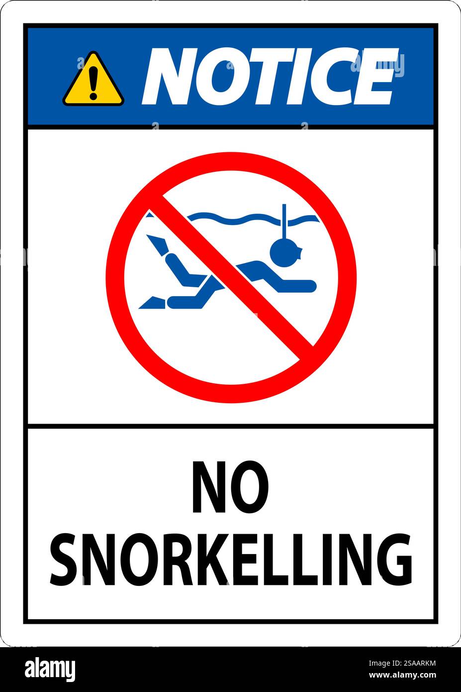Water Safety Sign Attention, No Snorkeling Stock Vector