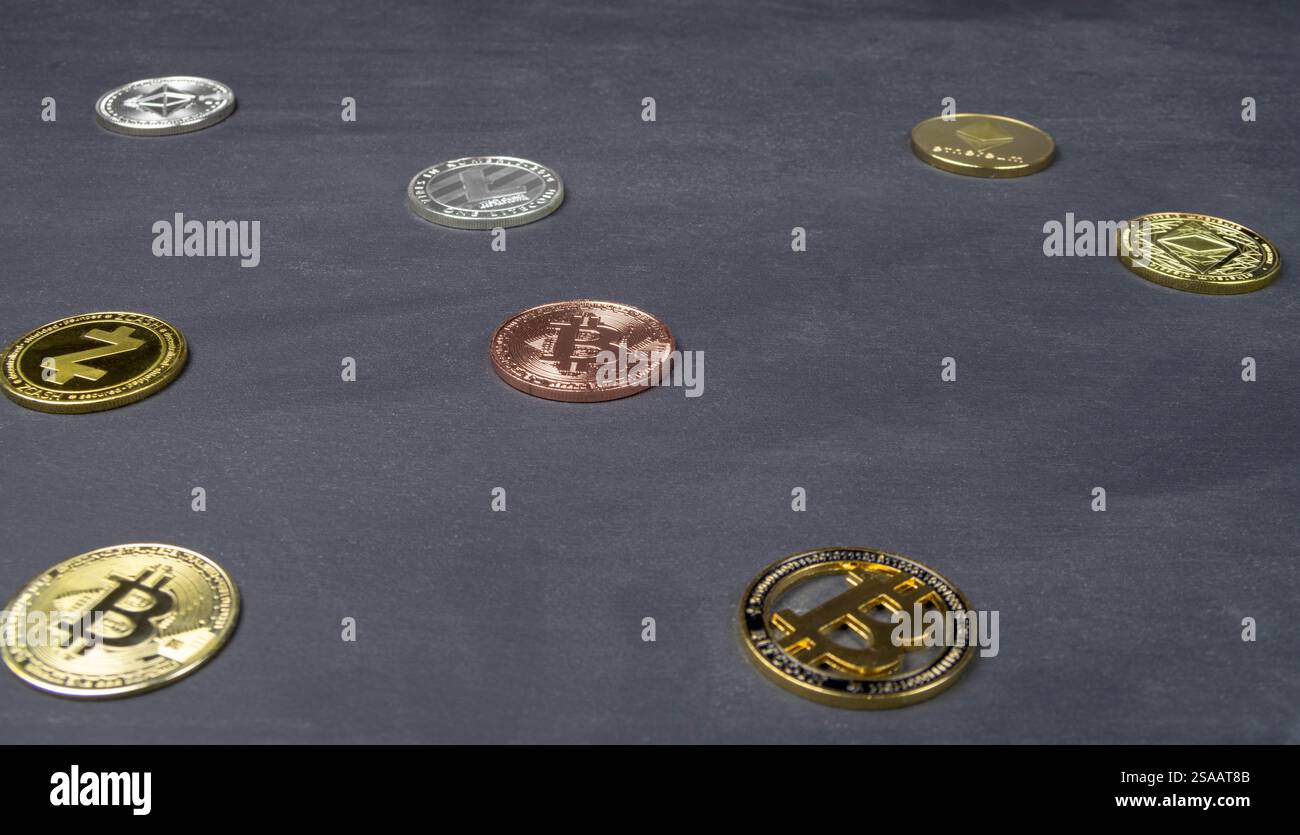 Crypto coins gold and silver hi-res stock photography and images - Alamy