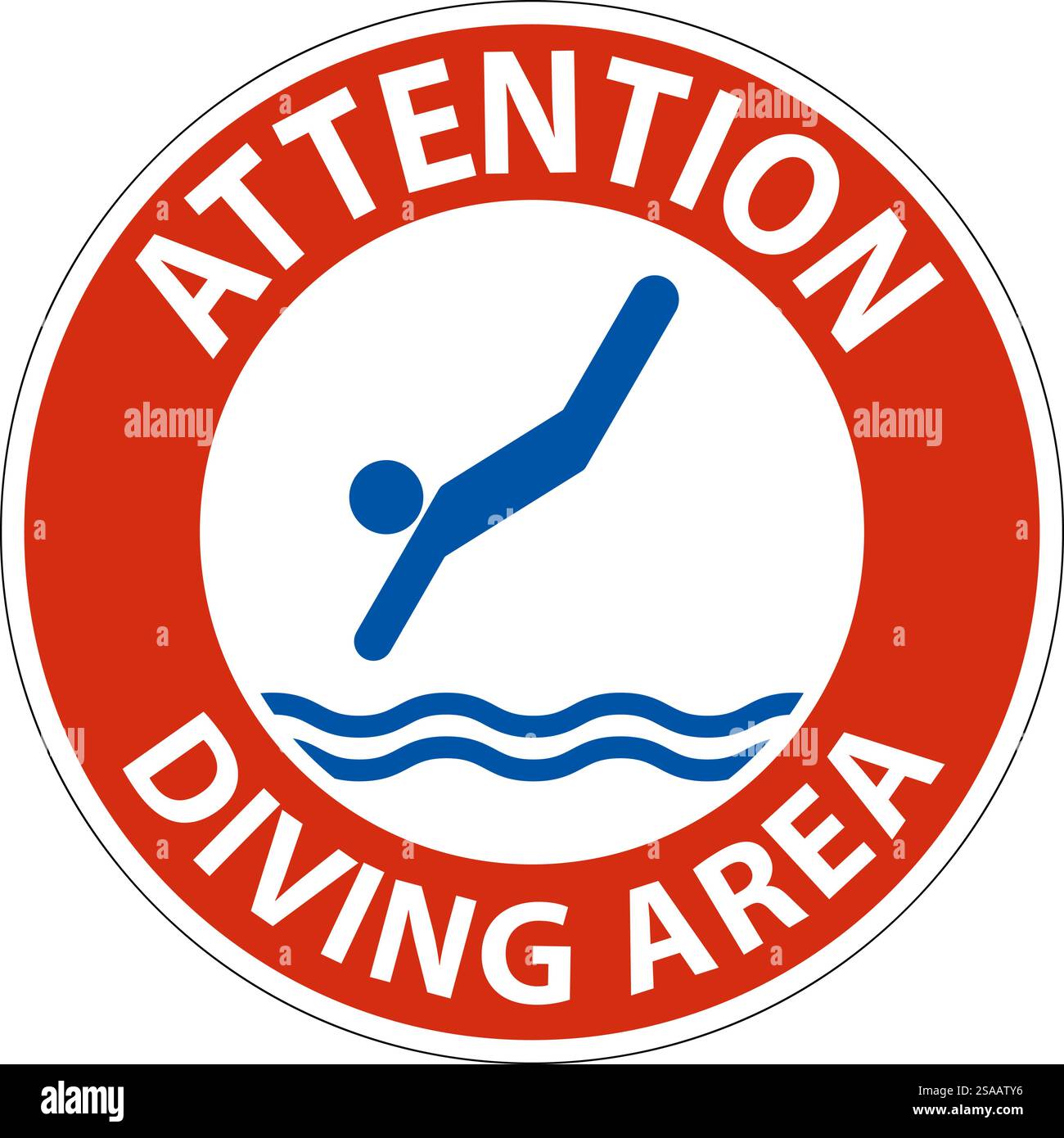 Water Safety Sign Attention - Diving Area Stock Vector Image & Art - Alamy